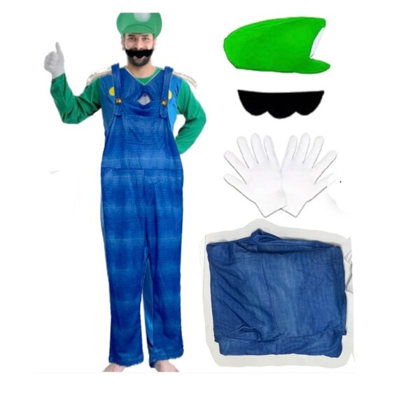Luigi Mario Brothers kids Costume Set Size 7-8 yrs - Picture 1 of 7